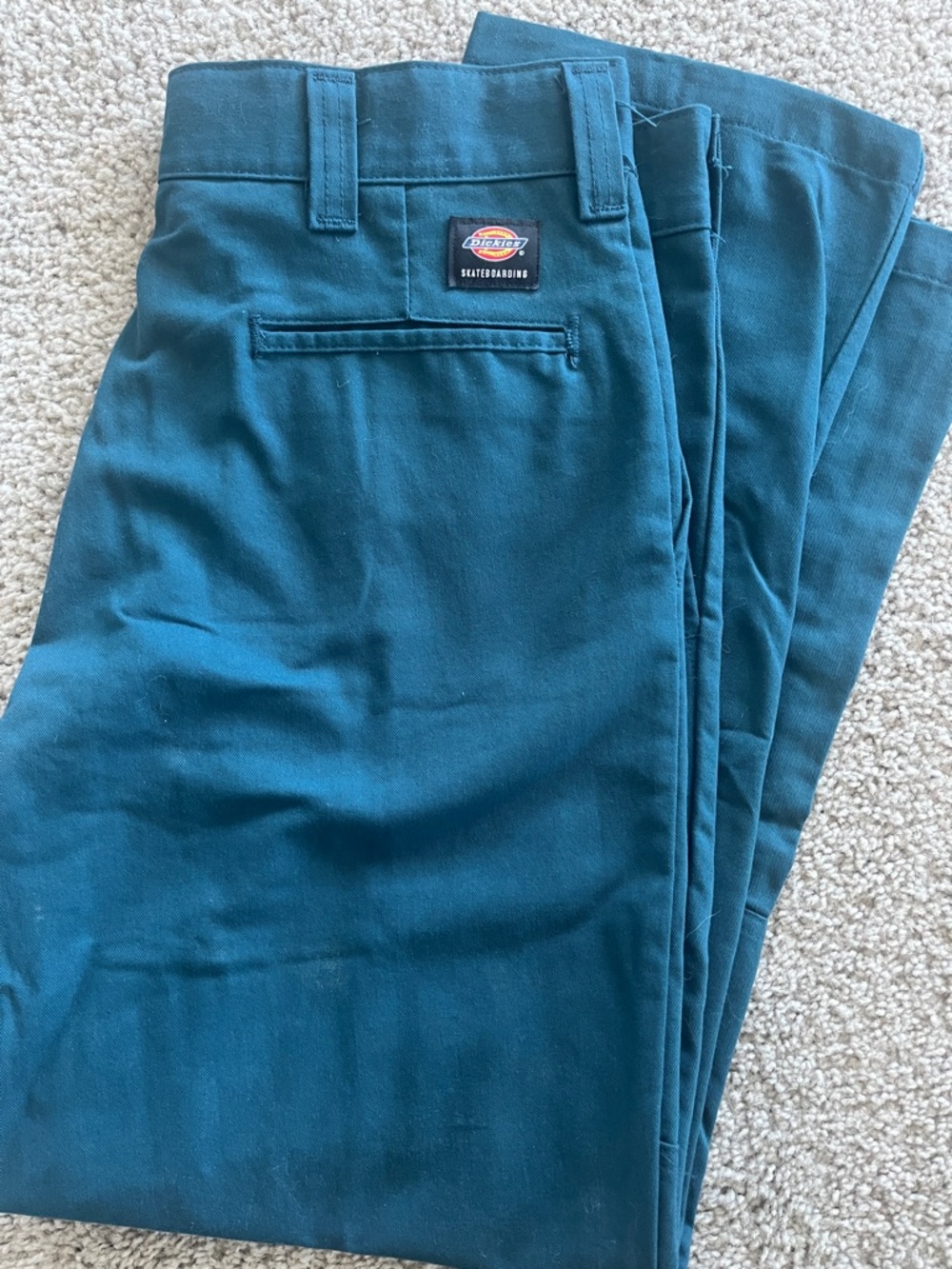 Dickies Teal Double-Knee Skateboarding Chinos (says 36W - fits 32W) Straight Leg